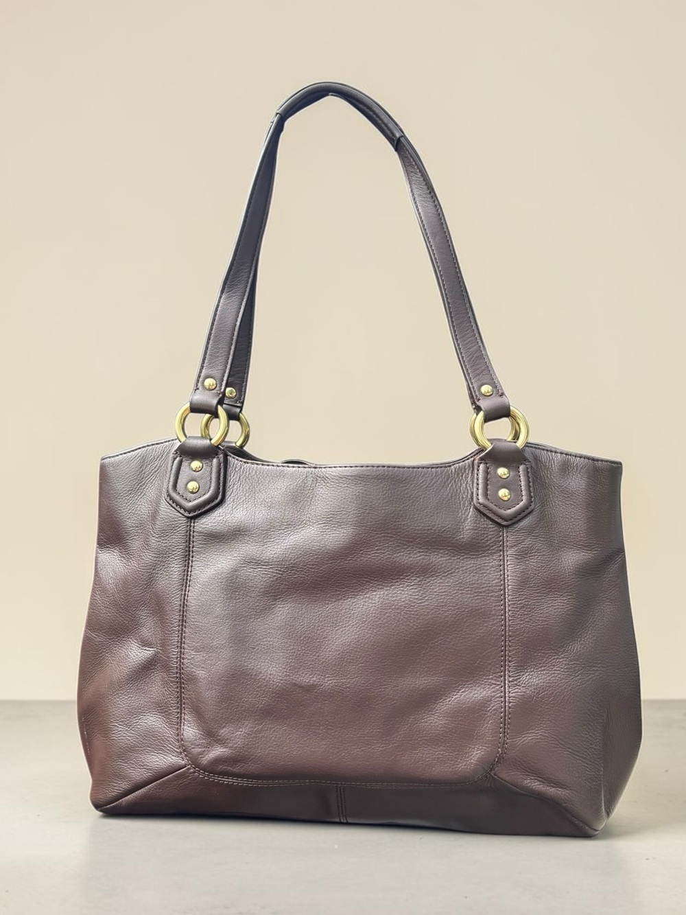 Vintage Coach Carryall - Brown Leather Shoulder Tote - Picture 4 of 9